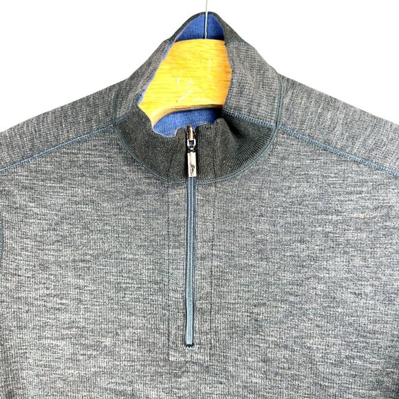 Tommy Bahama Sweater Men Flipshore Reversible Half-Zip Gray Blue Pullover - Picture 5 of 16